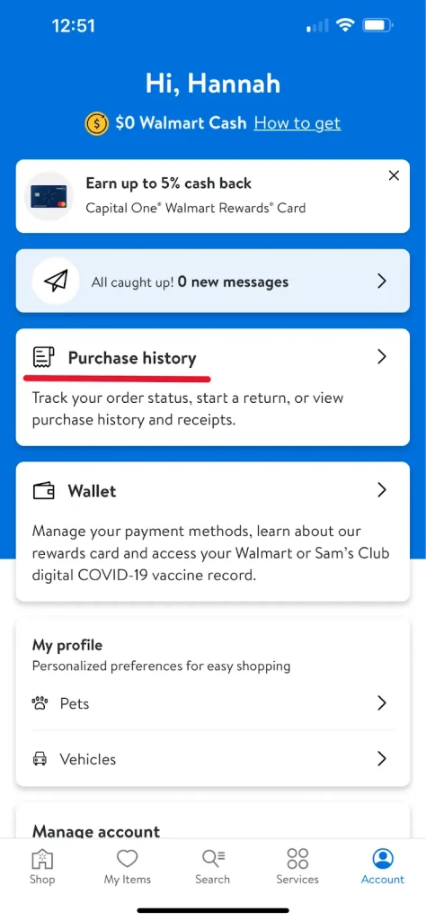View your Purchase History