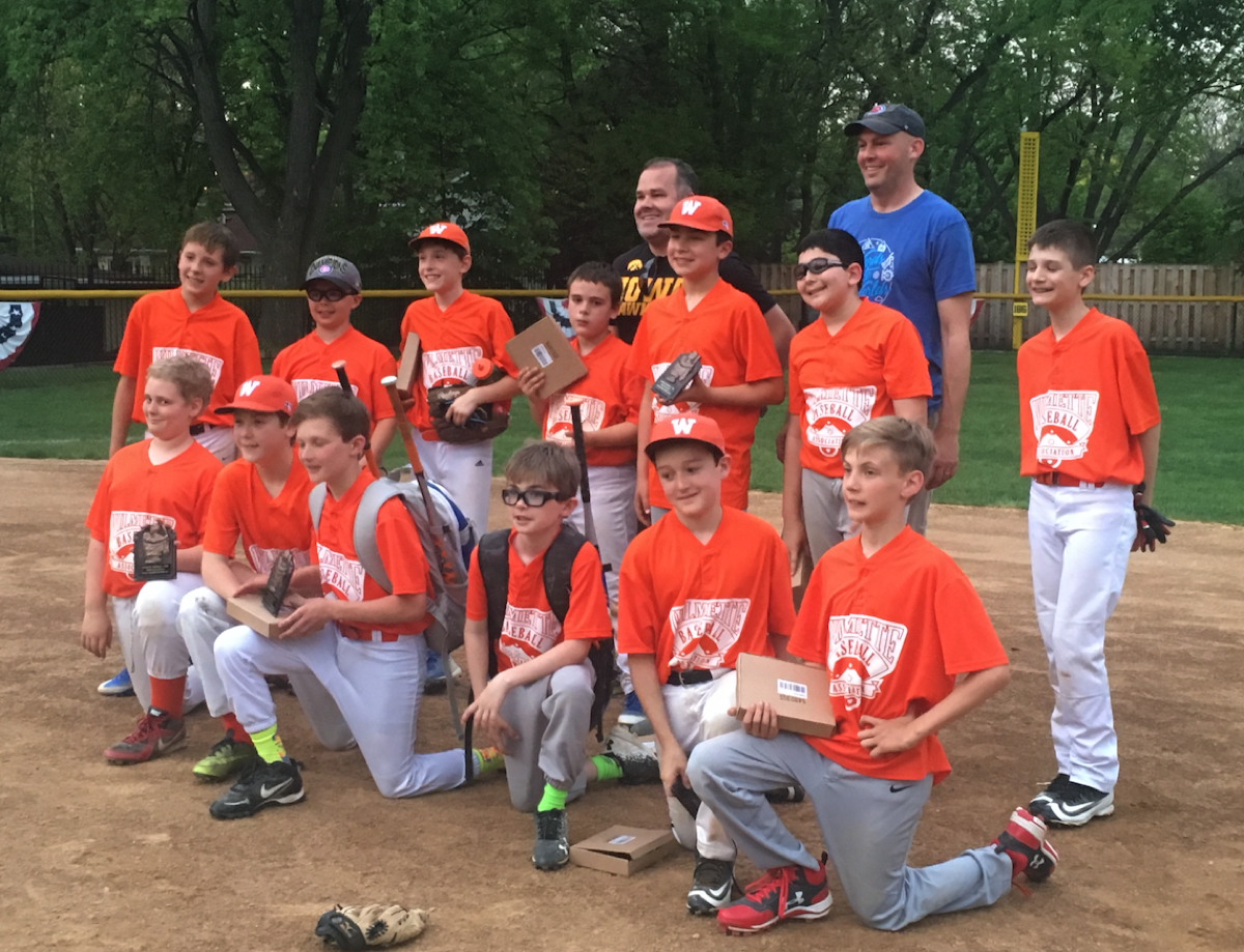 Chris and Doug coaching their sons' Wilmette Little League baseball team